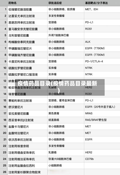 疫情药品目录(疫情药品目录最新)