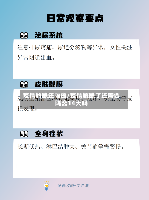 疫情解除还隔离/疫情解除了还需要隔离14天吗