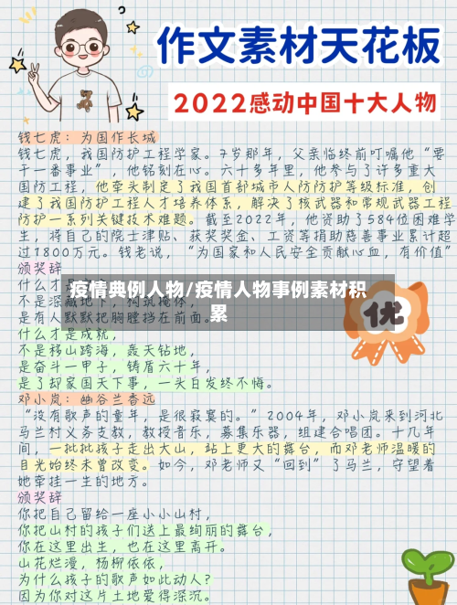 疫情典例人物/疫情人物事例素材积累