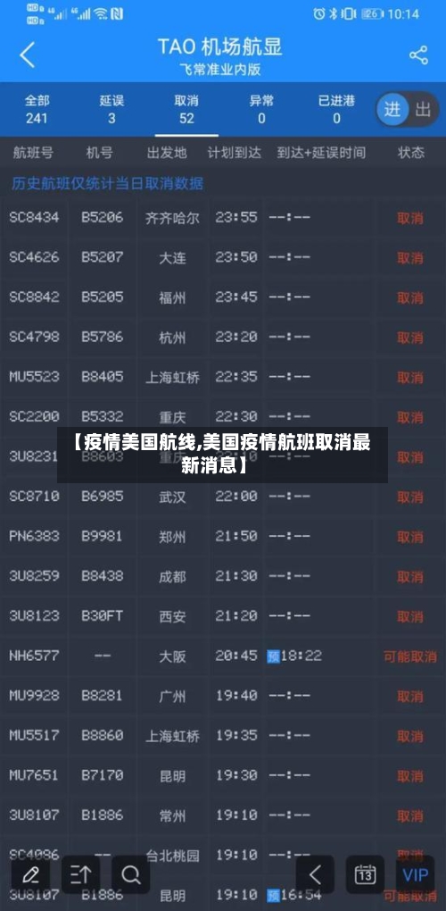 【疫情美国航线,美国疫情航班取消最新消息】