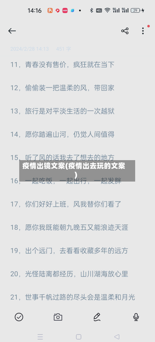 疫情出镜文案(疫情出去玩的文案)-第2张图片